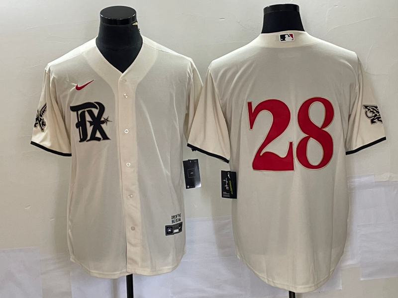 Men's Texas Rangers #28 Jonah Heim Cream 2023 City Connect Stitched Baseball Jersey